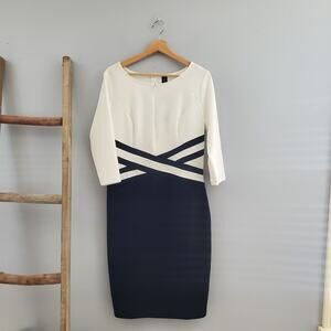 Vfshow Black & White Color Block Long Sleeve Dress Size XL